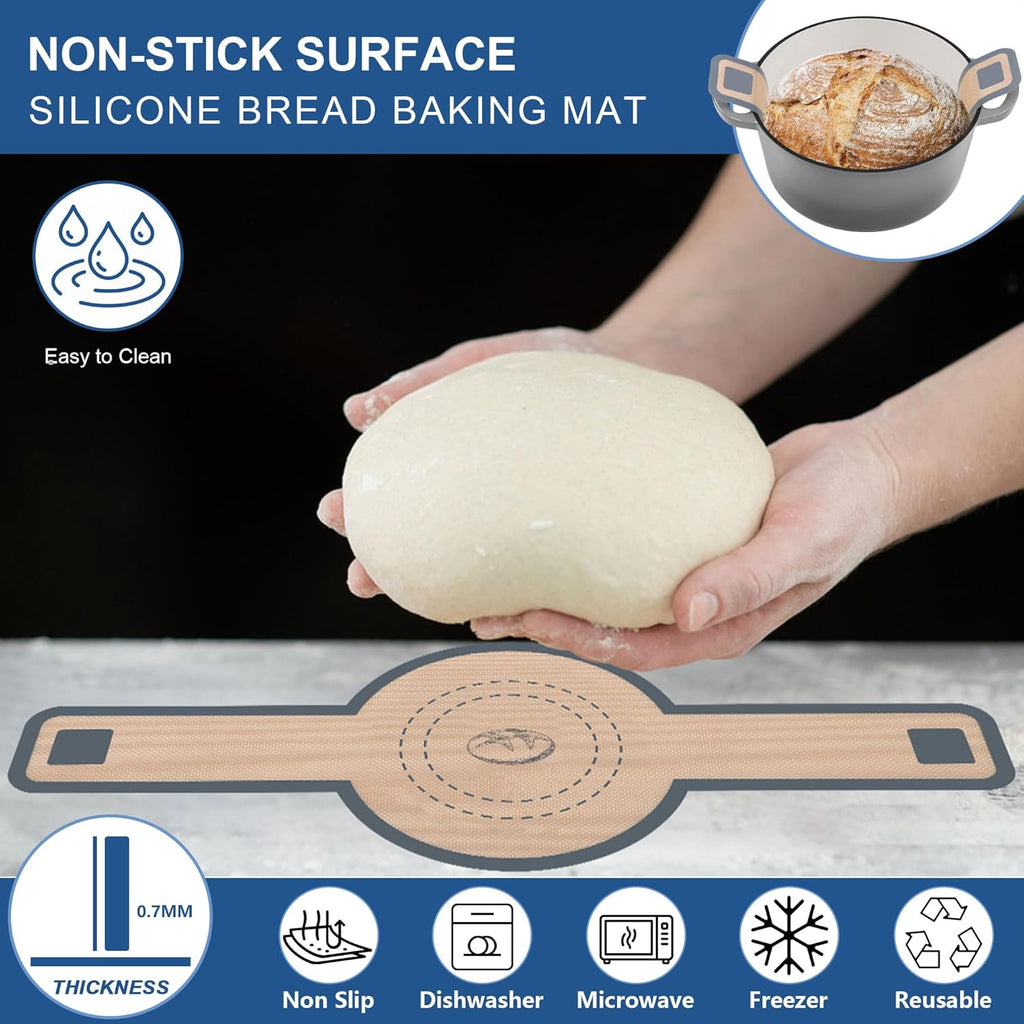 E-far 5 Quart Enameled Cast Iron Dutch Oven, 2 in 1 Dutch Oven Pot with Skillet Lid and Silicone Bread Sling, Ideal for Bread Baking, Cooking, Stewing, Frying, Induction & Oven Safe - Grey
