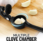 Zulay Kitchen Premium Garlic Press Set - Rust Proof & Dishwasher Safe Professional Garlic Mincer Tool - Easy-Squeeze, Easy-Clean with Soft, Ergonomic Handle - Silicone Garlic Peeler & Brush (Black)