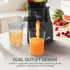 Heynemo Juicer Machines, 5.9" Wide Feed Chute Cold Press Juicer for Whole Vegetable & Fruit, 250W Slow Masticating Juicer Machines with with Dual-Layer Strainer, Easy to Clean,High Juice Yield, Black