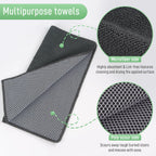 SINLAND Microfiber Dish Cloths Wash Clothes for Kitchen Best Kitchen Cloths Cleaning Cloth Poly Scour Side 12"x12" (5Pack, Dark Grey)