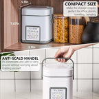 TLOG Mini Rice Cooker 2.5 Cups Uncooked, Healthy Ceramic Coating Portable Cooker, 1.2L Travel Small for 1-3 People, Personal maker, Food Steamer, 12 Hours delay timer, Multi-cooker Grains, Oats