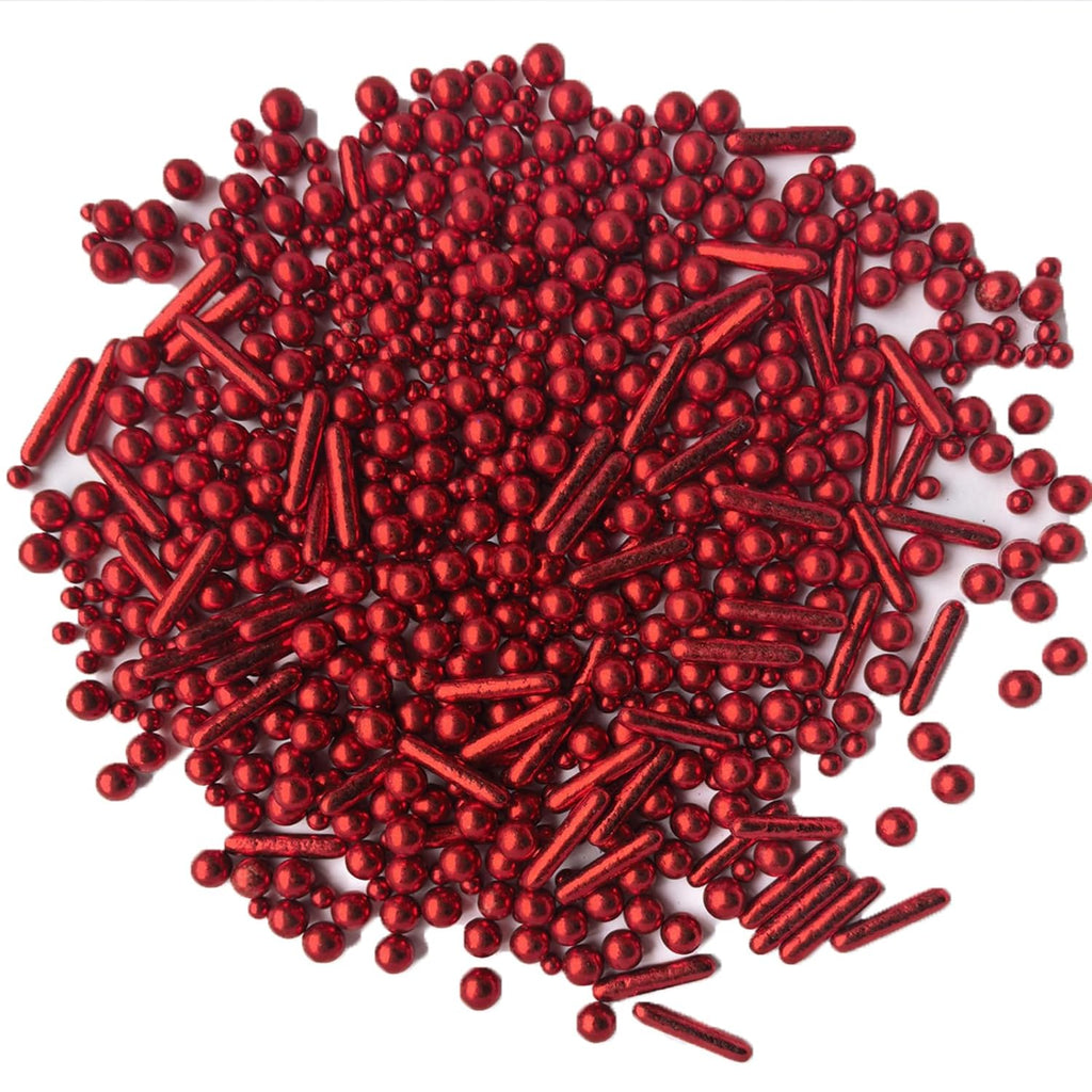 Sprinkles Red Pearl Sugar Candy Mix Size Baking Cake Decorations Cupcake Toppers Celebrations Shaker Jar Wedding Shower Party (130g/4.2oz）