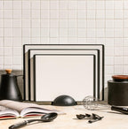 SMIRLY Plastic Cutting Board Set 3 Pieces, Non-Slip Dishwasher Safe Chopping Boards for Kitchen, Black & White