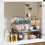 Sorbus Small Clear Storage Drawers (4 Pack) – Acrylic Stackable Storage Bins with Pull-Out Drawers for Fridge, Kitchen, Pantry – Organizer Bins with Handles