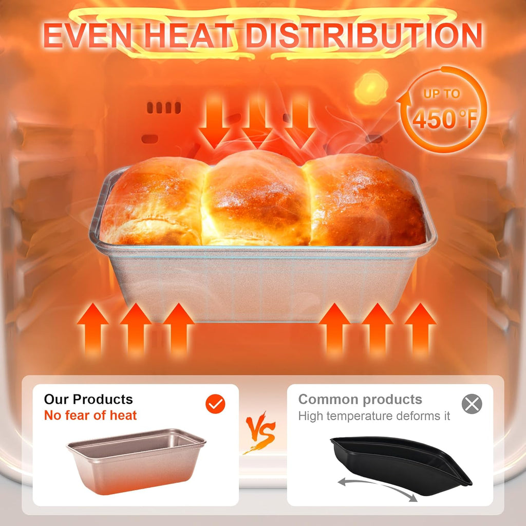 HONGBAKE Mini Loaf Pan for Baking Bread, Nonstick Small Banana Bread Tins Set of 3, 6 x 3.3 x 2 In Tiny Carbon Steel Meatloaf Pan - Rose Gold