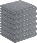 Homaxy 100% Cotton Terry Kitchen Towels(Grey, 13 x 28 inches), Checkered Designed, Soft and Super Absorbent Dish Towels, 6 Pack