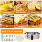 Aufind Springform Pan Set for Baking (9,10inches), 304 Stainless Steel Springform Cake Pan with Removable Bottom, Cheesecake Pan with 50PCS Parchment Paper for Pie Cake Pizza and Quiches