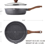 SENSARTE Nonstick Skillet, Deep Frying Pan 10/11/12-inch, Saute Pan with Lid, Stay-cool Handle, Healthy Stone Cookware Cooking Pan, Induction Compatible (10-Inch/3.5QT)