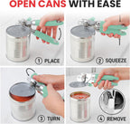 Zulay Kitchen Heavy Duty Stainless Steel Can Opener – Manual Can & Bottle Opener with Sharp Cutting Wheel & Soft Grip Handles – Ergonomic, Easy to Use Turn Knob - Mint