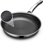 Non Stick Frying Pans 12 inch, Hybrid Frying Pans Nonstick,non stick Stainless Steel Skillets, Dishwasher and Oven-Safe Chef Pan, Induction Compatible Cooking Pan, PFOA Free Cookware