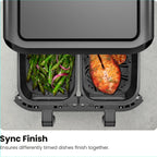 Chefman TurboFry Touch Dual Air Fryer, Maximize The Healthiest Meals With Double Basket Capacity, One-Touch Digital Controls And Shake Reminder For The Perfect Crispy And Low-Calorie Finish