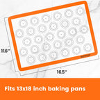 HOTPOP 2-Pack Silicone Baking Sheet Set - No-Stick Cookie Sheets for Baking with Outlined Silicone Mats for Macarons, Pastries, Buns, Bread - 16.5"x11.6" Half, 11.5"x8.5" Quarter Sizes - 0.75mm Thick