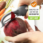 Spring Chef Premium Swivel Vegetable Peeler, Comfortable Handle and Ultra Sharp Stainless Steel Blades - Perfect Kitchen Peeler For Veggie, Fruit, Potato, Carrot, Apple - Gray