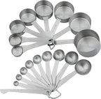 Smithcraft Measuring Cups and Spoons Set, 18/8 Stainless Steel Measuring Cups and Spoons for Kitchen & Baking, Heavy Duty Metric & US 8 Measuring cups, 9 Measuring Spoons Set