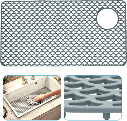 1 Pack Silicone Sink Mat, Non-Slip Kitchen Sink Protectors, Heat Resistant Mat, Easy Clean for Kitchen All Homeowners