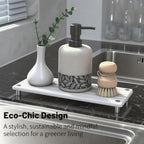 Quick Dry Sink Caddy Kitchen Sink Organizer, Water Absorbing Stone Tray for Sink, Stone Drying Tray, Diatomite Faucet Mat & Protector, Dispenser Sponge Holder, Stone Soap Tray for Bathroom Counter