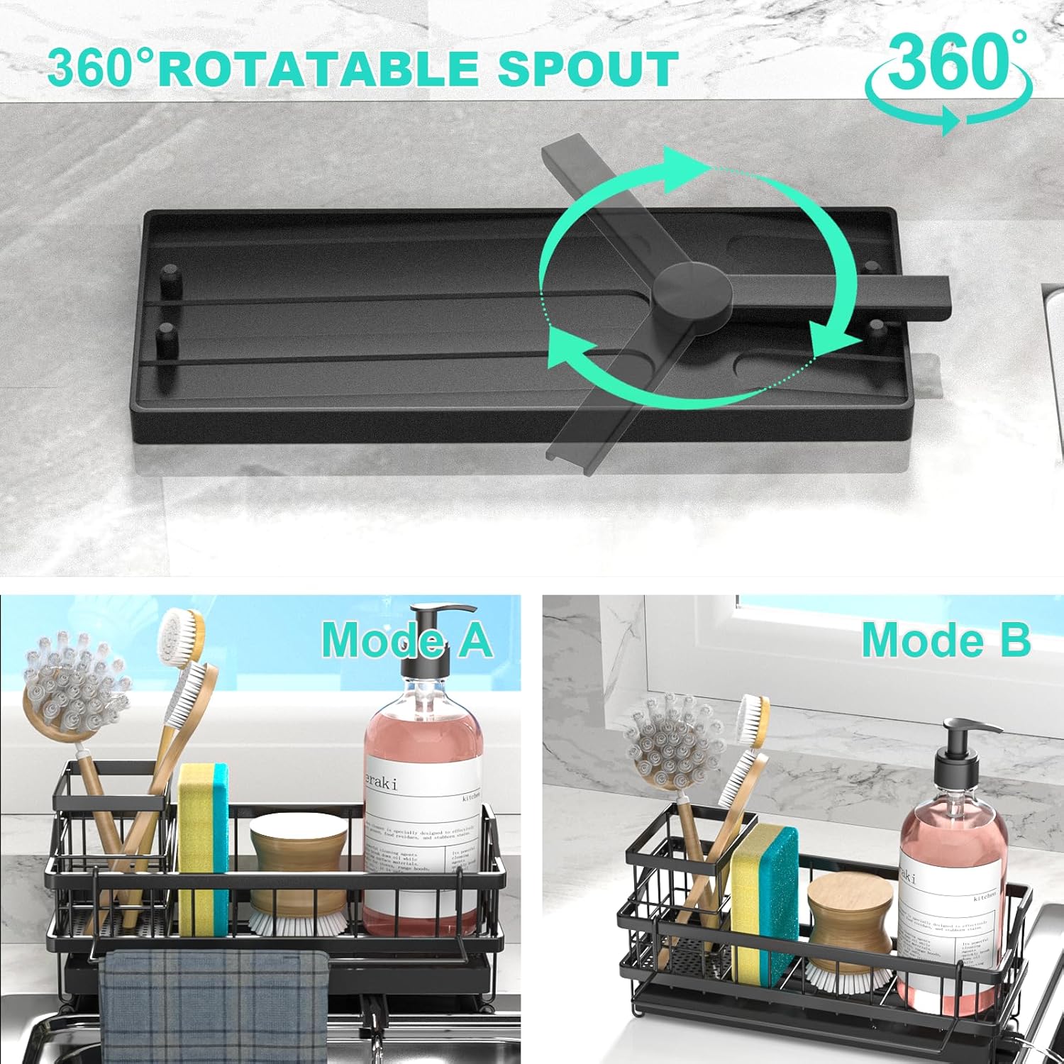 Sponge Holder for Kitchen Sink - Countertop Rustproof Stainless Steel, Kitchen Gadgets Accessories, Sink Caddy