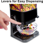 Cereal Dispenser Countertop with lids, Organization and Storage Containers for Kitchen and pantry, 5L Rice Dispenser for Cereal, Beans, Grains, Nuts, Snack,Oatmeal, Dog Food, Bird Seed, Black, 2Pc