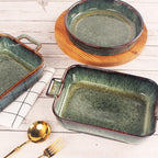 Porcelain Casserole Baking Dish - 23.7 Oz Ceramic Baking Dish Lasagna Pans, Oven Safe Durable Bakeware for Kitchen Home Decor, Banquet and Dinner, Rectangular 2 pieces, 8 x 6 Inch