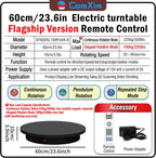 23.6In Remote Large Motorized electric turntable Rotating platform Photography Turntable Motorized lazy susan Base giratoria para for Photography,3D Scanner,Heavy duty display(Load Range:220~500lbs)