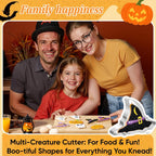 Halloween Cookie Cutters Set of 7 Stainless Steel Pumpkin Ghost Witch Hat Bat Cat Tombstone Skull Shapes for Halloween Party Supplies and Baking 50 Biscuit Bags Included