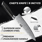 HOSHANHO 5 Pieces Knife Set, Professional Powder Steel Chef Knife Set, Ultra Sharp Japanese Kitchen Knives Set with Ergonomic Pakkawood Handle