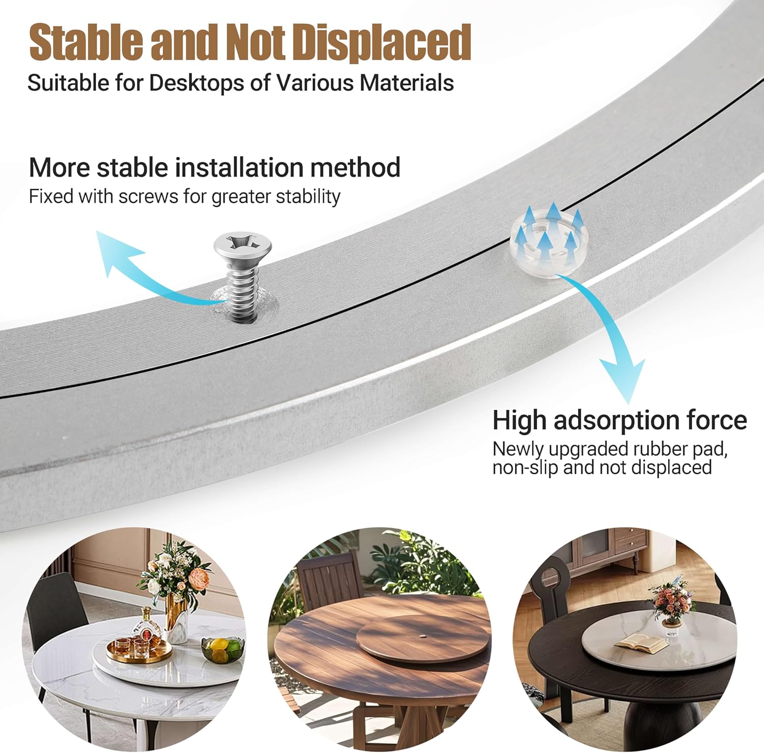 20 Inch Lazy Susan Bearing Heavy-Duty Aluminium Alloy Turntable Bearing, Mute Turntable Ball Bearing, Lazy Susan Rotating Turntable Bearing for Dining and DIY Dotating Furniture(Capacity up to 440lb)