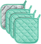 Joyhalo 4 Pack Pot Holders for Kitchen,Cotton Oven Holder with Great Heat Resistance,Non Slip Hot Pads for Kitchen Clearance, Aqua