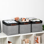 DULLEMELO Fabric Storage Bins - Decorative Large Baskets for Home Shelves & Bedroom, Canvas Toy Organizers (Black & Gray)