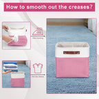 Collapsible Fabric Storage Cubes 11x11 Cube Storage Bins, 4 Pack Closet Baskets Box with Handles for Organizing, Shelf, Toys, Clothes, Home, Office, Nursery (Pink&White)