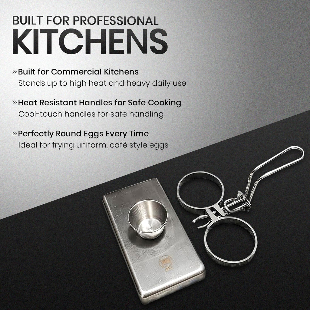 Rattleware Stainless Steel Egg Rings - Commercial-Grade, Even Cooking, Heat-Resistant Handle, Ideal for Frying Eggs - Durable & Trusted by Professional Chefs Worldwide (2 Ring Set)