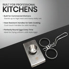 Rattleware Stainless Steel Egg Rings - Commercial-Grade, Even Cooking, Heat-Resistant Handle, Ideal for Frying Eggs - Durable & Trusted by Professional Chefs Worldwide (2 Ring Set)