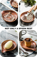 LAUCHUH Spoon Rest for Kitchen Counter, 5" Ceramic Spoon Holder for Stove Top Large Utensil Rest Farmhouse Kitchen Decor for Ladle, Cooking Spoons, Spatula, Tongs, Christmas, Kiln-Transformed Red