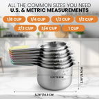 Spring Chef Magnetic Stainless Steel Measuring Cups, Patented, Kitchen Tools with Easy to Read Markings for Measuring Dry or Liquid Ingredients, Set of 7, Pastel