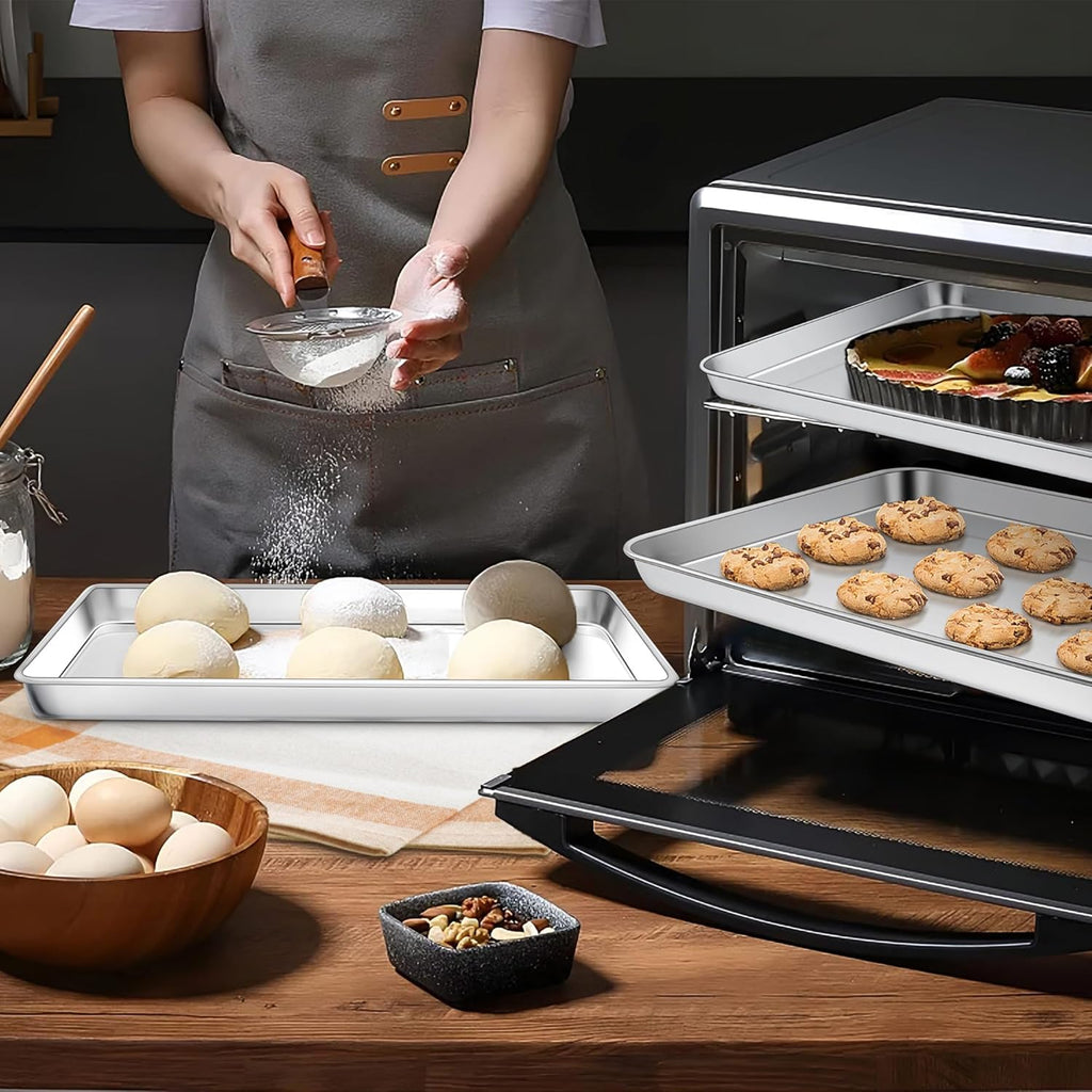 Homikit 1 Pack Baking Sheet, 9 x 13 Inches Stainless Steel Quarter Sheet Pan Set for Baking Cooking Toasting, Metal Cookie Tray Fits Toaster Oven, Non Stick & Rust Free, Dishwasher Safe