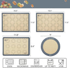 Silicone Baking Mat Set of 4, GUANCI Grade Food Baking mats Non-Stick Reusable Pizza Bakeware Mat for Making Macaroon, Pizza, Cookie, Pastry, Bread, Bun(Grey)