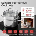 3.5 Quart Stainless Steel Saucepan with Steamer Basket, Tri-ply Full Body, Multipurpose Sauce Pot with Two-Size Drainage Holes Lid, Perfect For Boiling Gravies, Pasta, Noodles