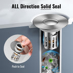 (2 Pc) All Metal Bathroom Sink Stopper Fit 99% - 3 in 1 Universal Pop Up Sink Stopper with Removable Stainless Steel Filter Basket Hair Catcher - for 1.1'' to 2.36'' Basin - Brass Core, 7000+ Tested