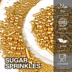 Gold Pearl Heart Sprinkles, Pearls Sprinkles For Cake Decorating, 150g/5.29oz Mix Size Sugar, Donuts, Cakes, Ice Cream, Mother's Day, Valentine's Day, Wedding Party, Christmas Supplies