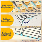 3 Tier Stackable Cooling Rack for Batch Cooling Cookie, Pizza, Cake-15.8”x 10”- Heavy Duty Cooling Racks for Cooking and Baking, Oven and Dishwasher Safe Baking Supplies-Black