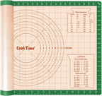 Silicone Pastry Baking Mat Non Stick-Large Rolling Dough with Measurements-Non Slip Pizza,Fondant,Pie,Cake Baking Mat - 26 x 16 Inch By Cook Time(Green)