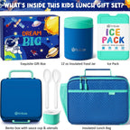 Fimibuke Kids Bento Snack Lunch Box with 4 Compartment, Insulated Bag, Stainless Steel Vacuum Thermos Food Jar, Ice Pack, Utensils Set, Birthday Gift for Age 3-12 Back to School Toddler Girl Boy Adult
