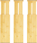 VaeFae 3 Pack Bamboo Drawer Dividers, 4" High Adjustable 11.9-17.1" Clothes Drawer Organizers, Expandable Separators for Bedroom/Bathroom/Kitchen/Office Storage