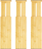 VaeFae 3 Pack Bamboo Drawer Dividers, 4" High Adjustable 11.9-17.1" Clothes Drawer Organizers, Expandable Separators for Bedroom/Bathroom/Kitchen/Office Storage