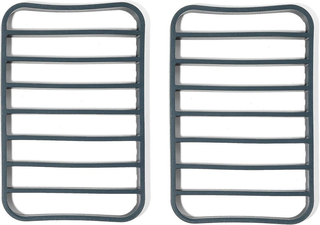 The Silicone Kitchen Silicone Roasting Rack Pan Extra Large, Dishwasher Safe, BPA Free, Non-Toxic, 7 in by 10.75 in, Navy, 2 Pack
