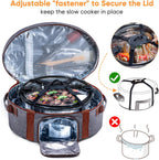 Insulated Slow Cooker Carrying Bag for 6-8 Quart CrockPot and Hamilton Beach Slow Cooker with See-thought Window, Portable Carrier Case with Adjustable Band and Accessory Pocket