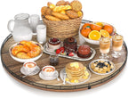 Acacia Wood 24" Lazy Susan Turntable Organizer for Table Top, Farmhouse Extra Large Round Lazy Susan for Serving Kitchen Countertop Cabinet for Charcuterie Centerpiece, Bathroom Vanity Tray Decor
