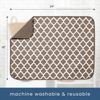 S&T INC. Dish Drying Mat XL, 18” x 24”, Absorbent Microfiber Kitchen Counter Mat, Dish Drying Pad for Dishes, Utensils, Pots and Pans, Extra Large, Taupe Trellis