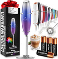 Zulay Kitchen Powerful Milk Frother Wand With 4 AA Duracell Batteries - Ultra Fast Handheld Drink Mixer - Electric Whisk Foam Maker for Coffee, Lattes, Cappuccino, Matcha & Creamer -