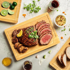 Bamboo Cutting Board Set 3 Piece Large Wood Chopping Boards With Juice Grooves for Meat Vegetables Fruits & Charcuterie Durable Kitchen Serving Boards